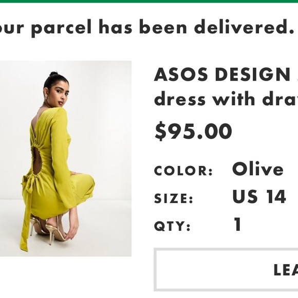 Chartreuse silk midi dress - Picture 3 of 3